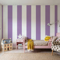 Scalloped Circus Stripes, Purple Mural Wallpaper - room preview 06