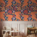 Otomi Cool Tigers, Orange & Navy Mural Wallpaper - room preview 06