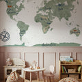 Scandi Map White Mural Wallpaper - room preview 06