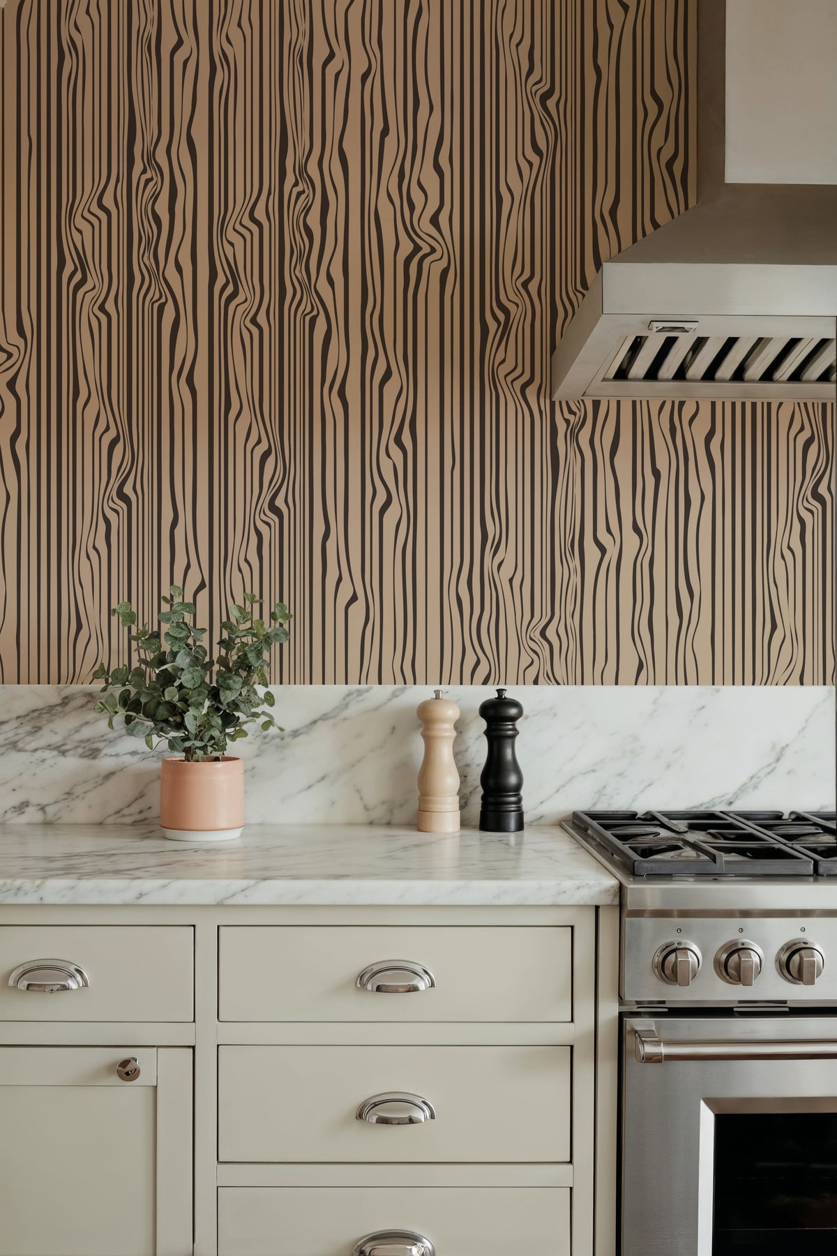 Veneer Lines, Mocha Mural Wallpaper - room preview 06