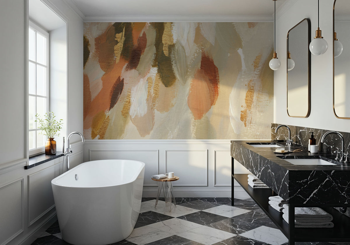 Golden Abstract Composition Mural Wallpaper - room preview 06