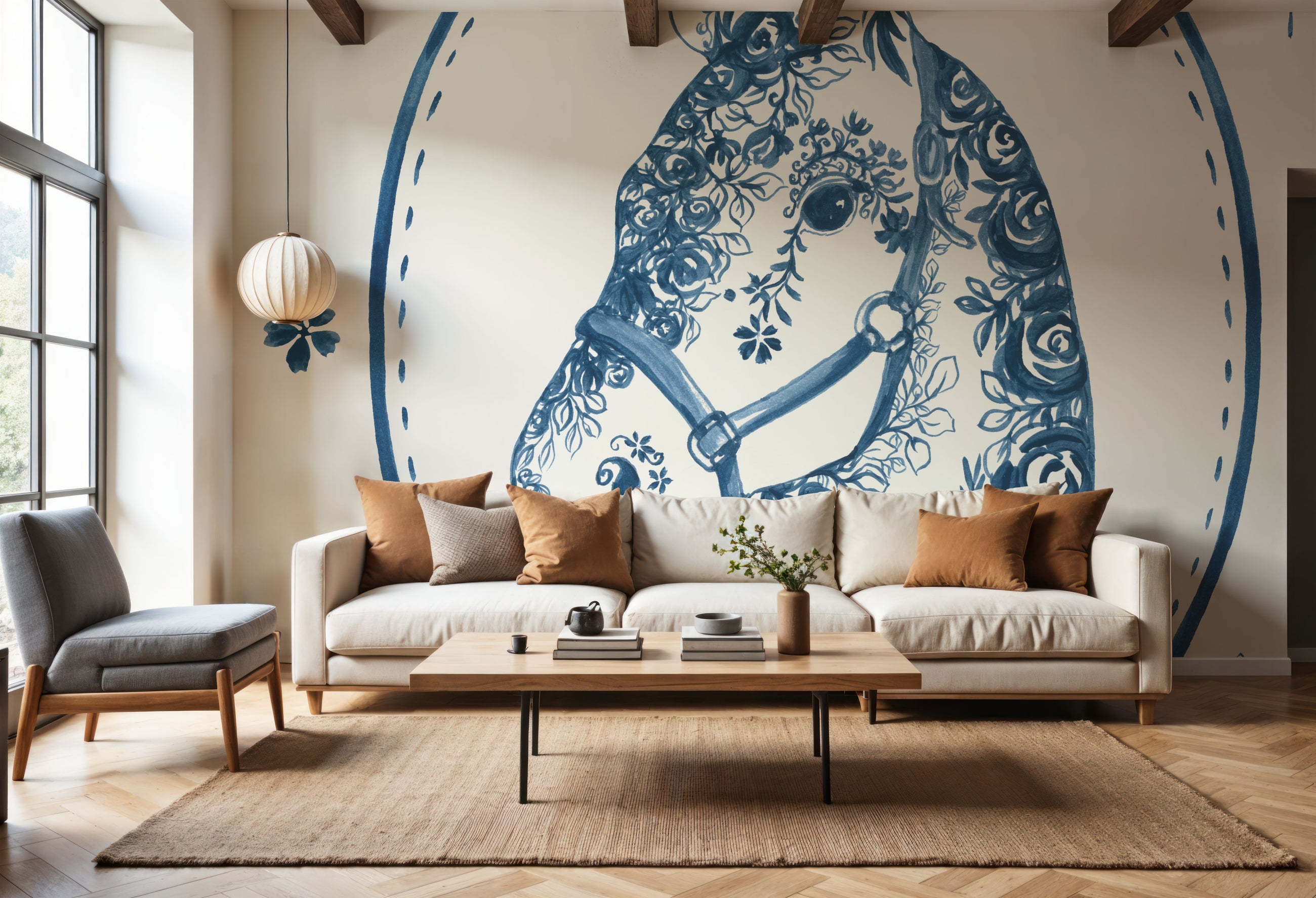 Chinoiserie Cowgirl II Mural Wallpaper