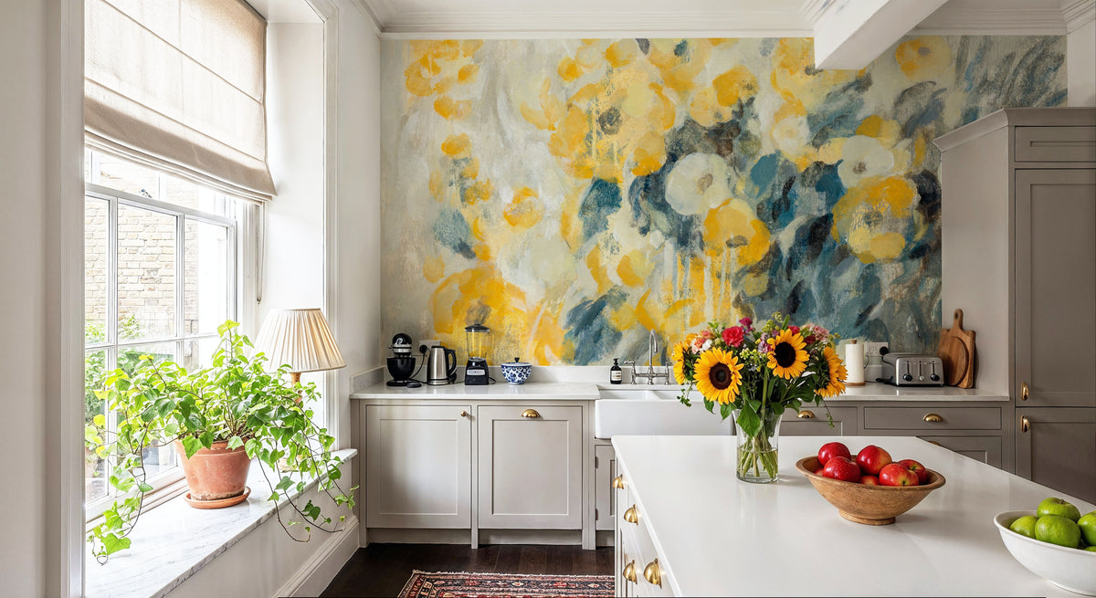 Flowers on a Rainy Day Mural Wallpaper - room preview 06