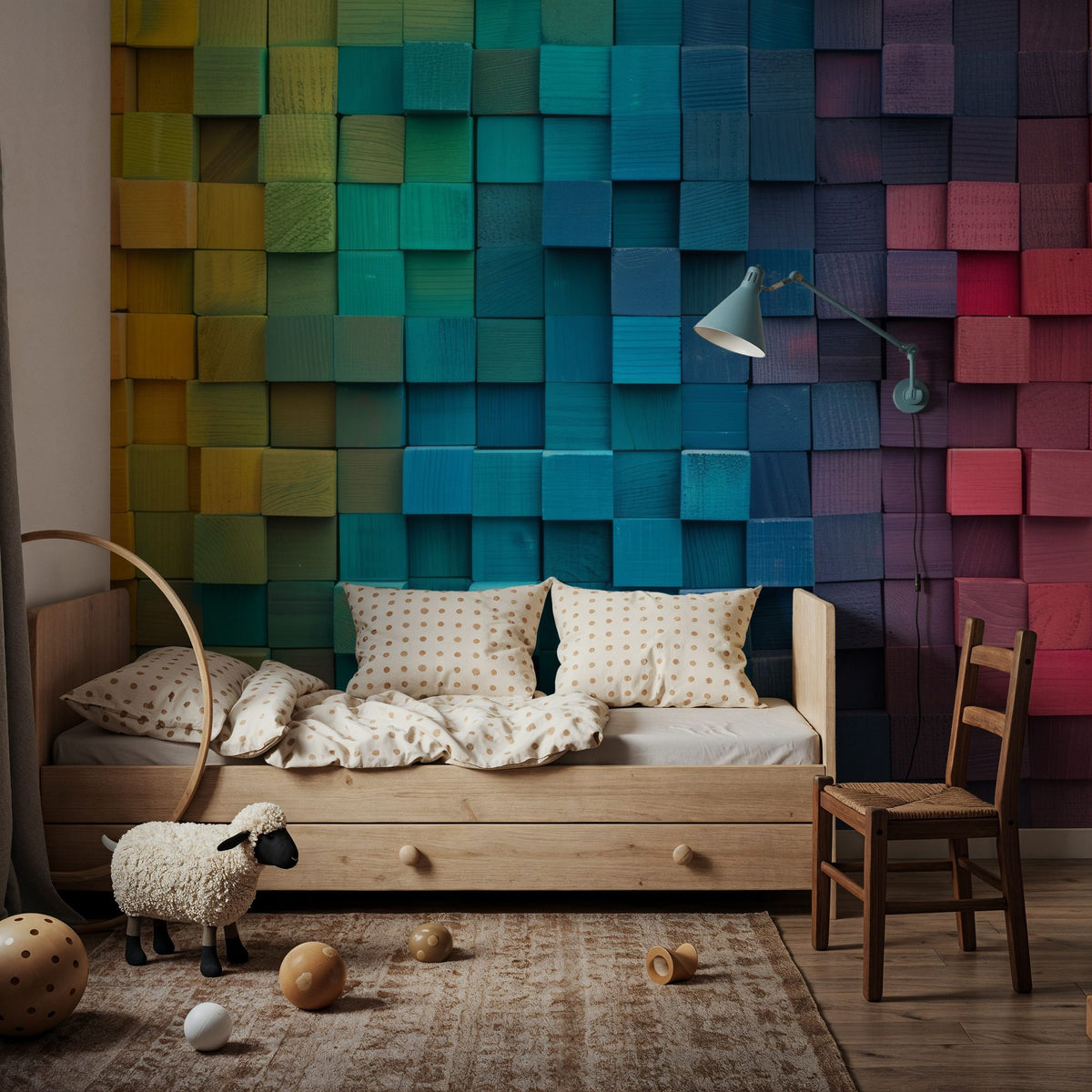 Vibrant Rainbow Stack Mural Wallpaper - room preview 06