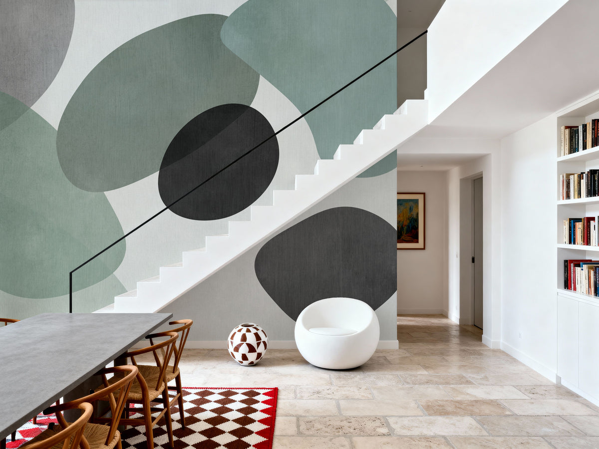 Lava Shapes, Seafoam Mural Wallpaper - room preview 06