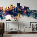 New Orleans Louisiana Skyline Blue & Bronze Mural Wallpaper - room preview 06
