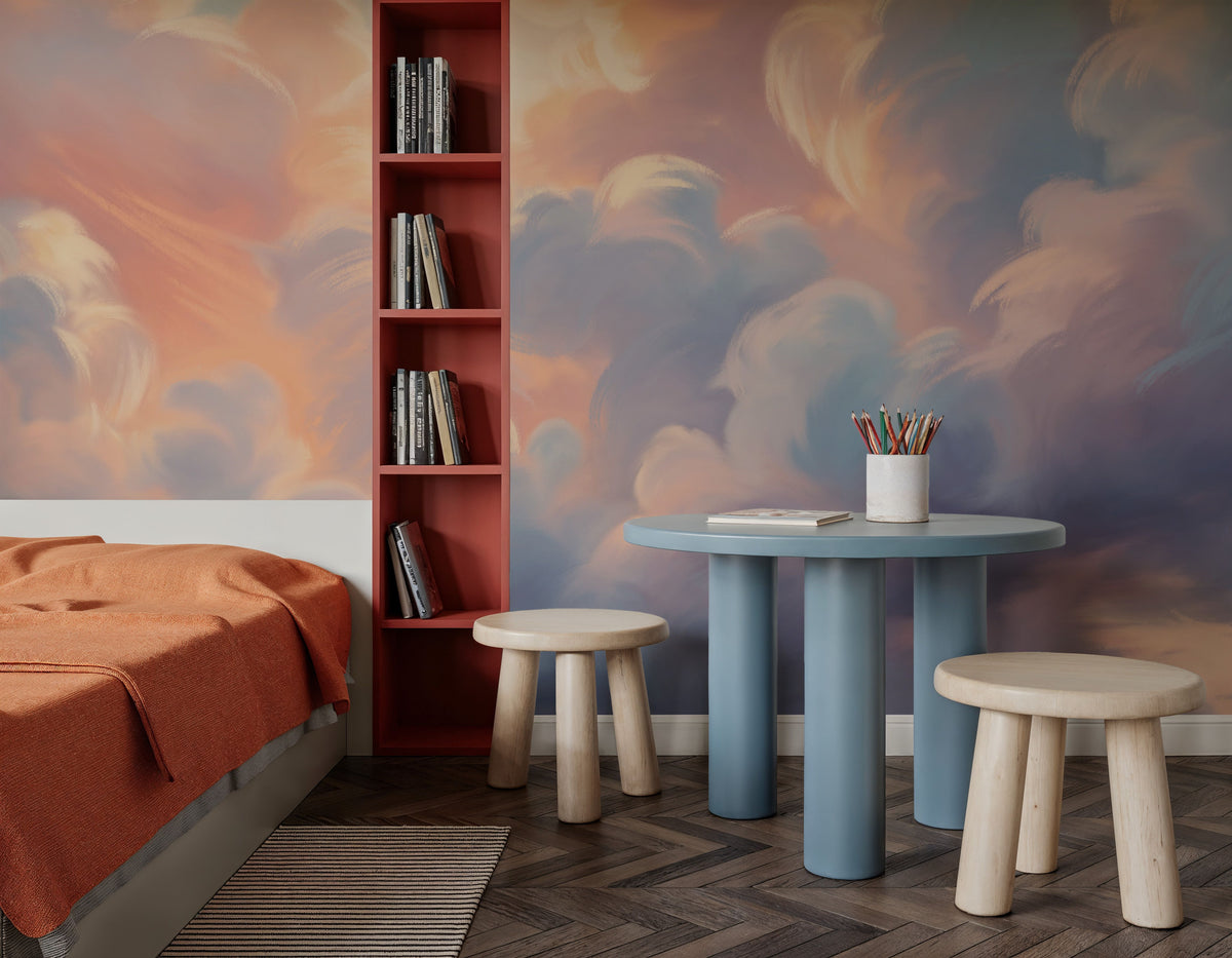 Clouding, Pink & Lavender Mural Wallpaper - room preview 06
