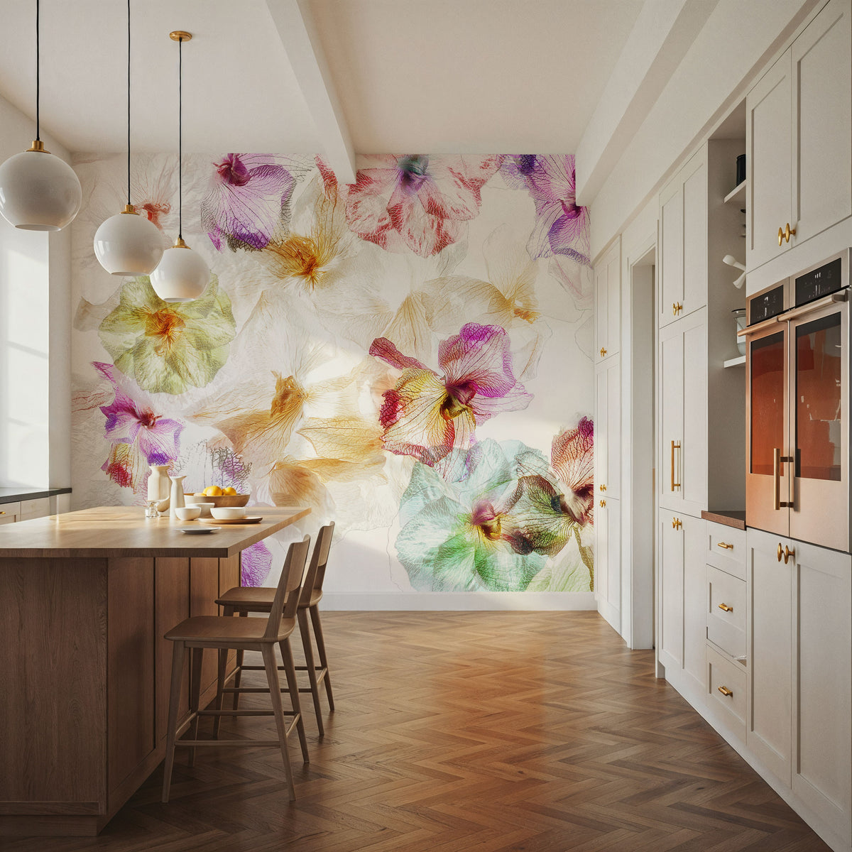Orchids in the Wind Mural Wallpaper - room preview 06