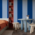 Scalloped Circus Stripes, Blue on Blue Mural Wallpaper - room preview 06