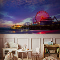 Santa Monica Pier Sunset Cloudy Mural Wallpaper - room preview 06
