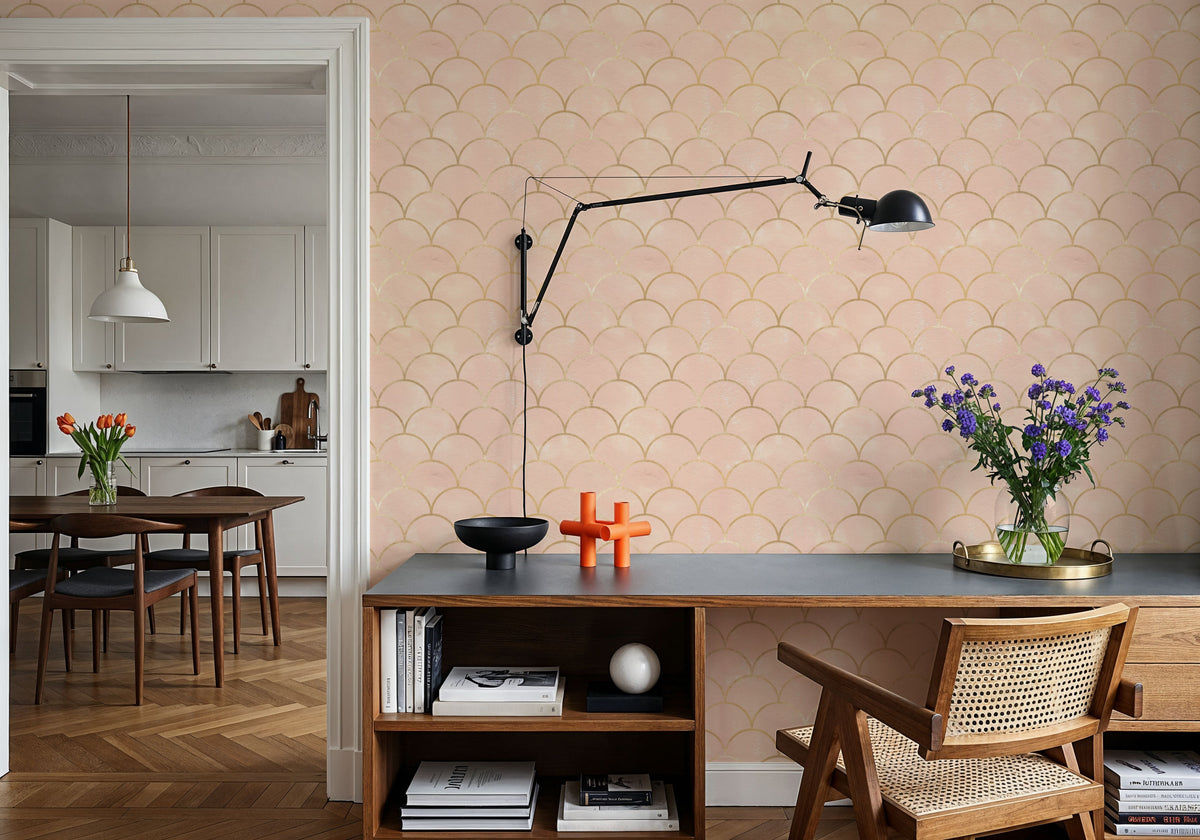 Golden Sacle Pattern Mural Wallpaper - room preview 06