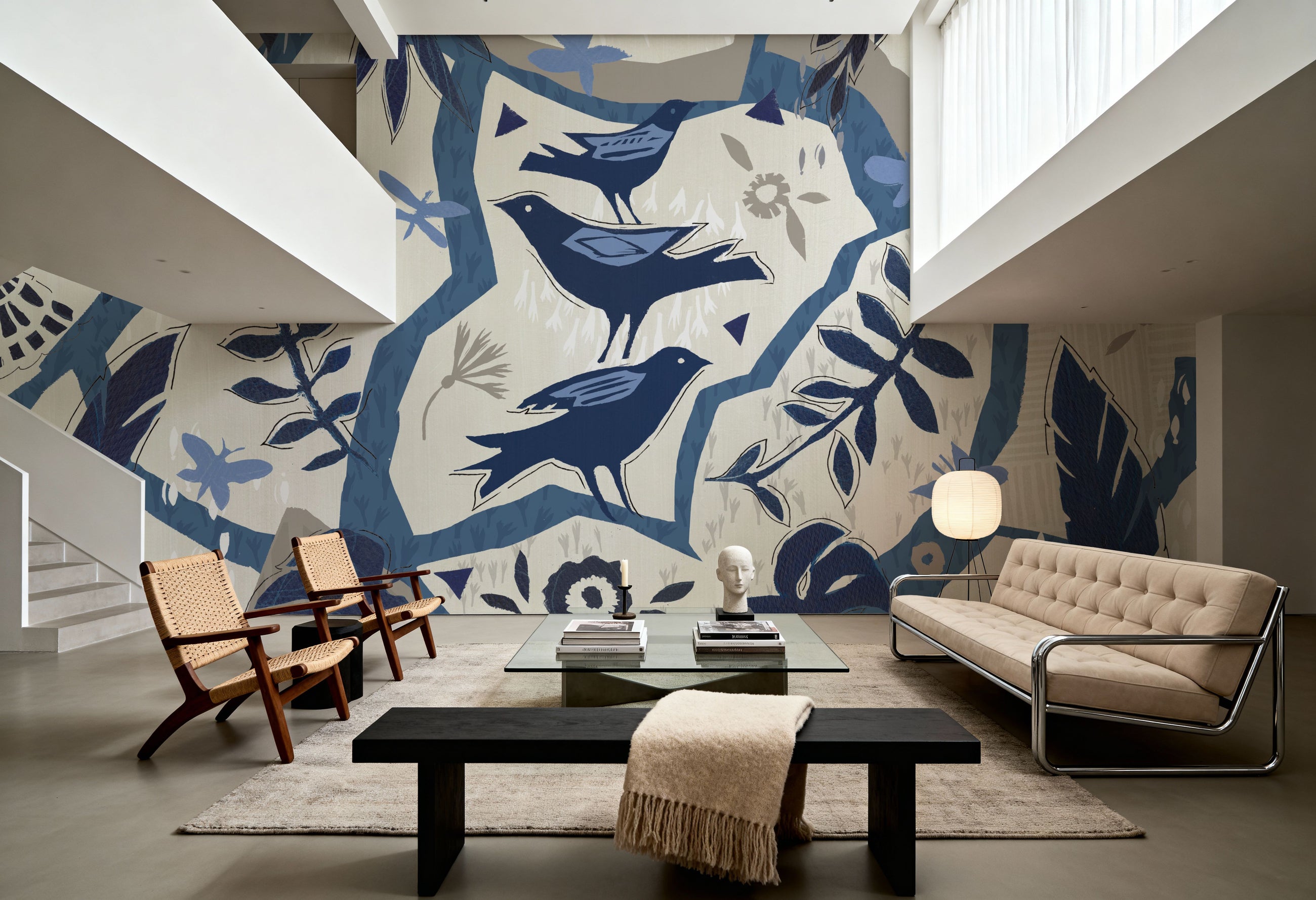 Desert Flair Blue Circle Mural Wallpaper
