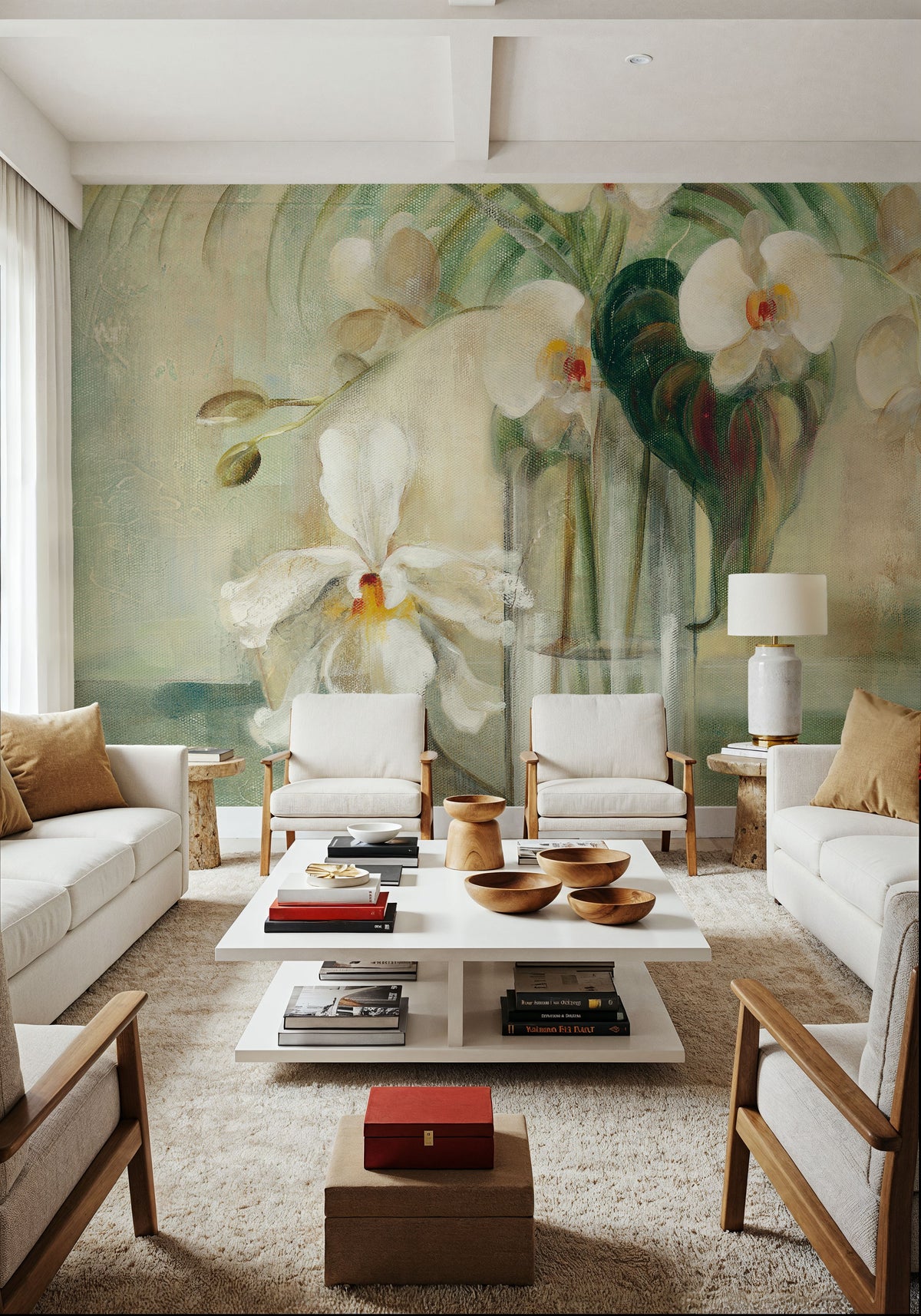 Silver Orchids III Mural Wallpaper - room preview 06