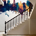 York England Skyline Blue & Bronze Mural Wallpaper - room preview 06