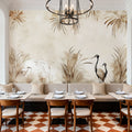 Cranes in a Field Yellow Mural Wallpaper - room preview 06