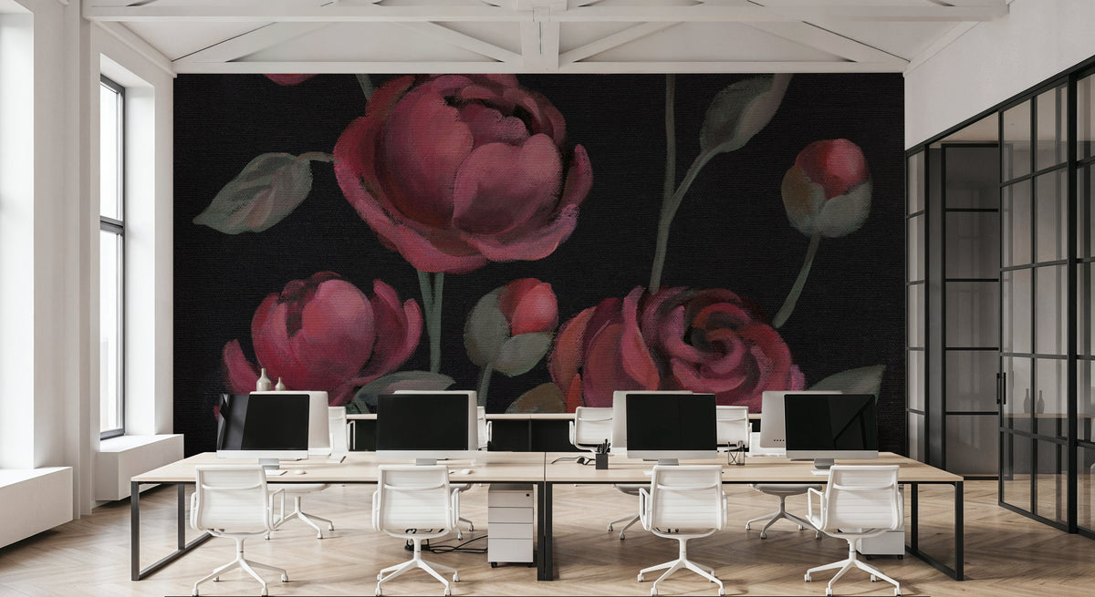 Burgundy Bloom II Mural Wallpaper - room preview 06