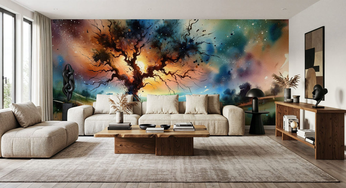 Lonely Tree Starry Night Mural Wallpaper - room preview 06