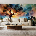 Lonely Tree Starry Night Mural Wallpaper - room preview 06