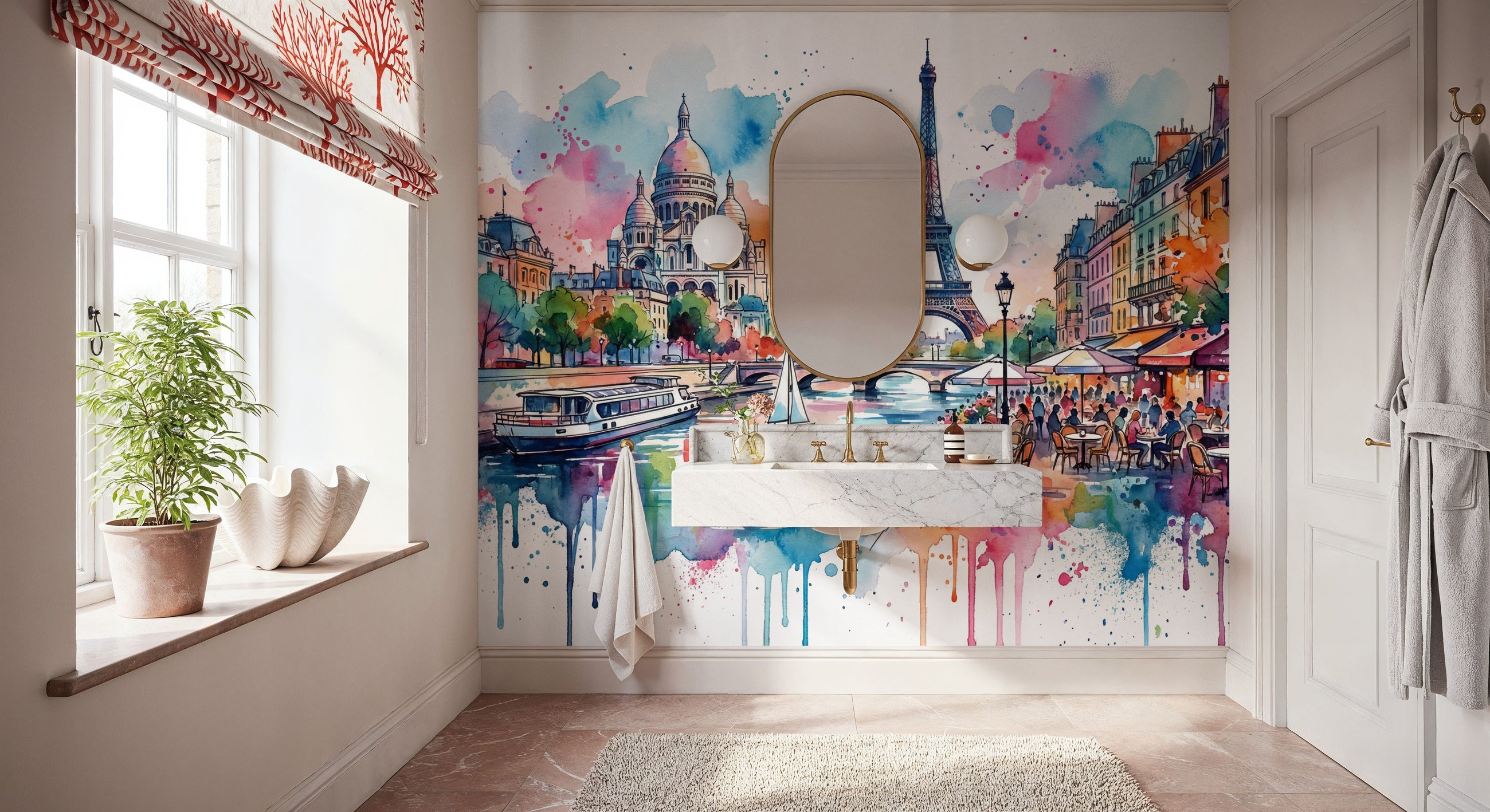 Paris - Watercolor City Series Mural Wallpaper