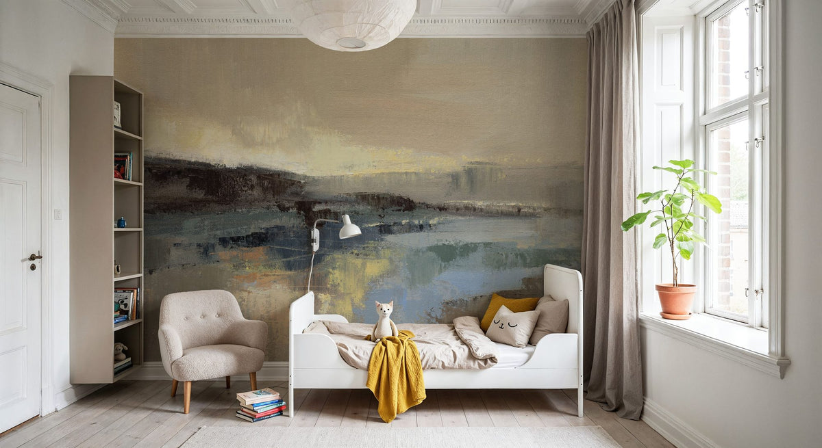 Winter Lake Mural Wallpaper - Neutral Tone - room preview 06
