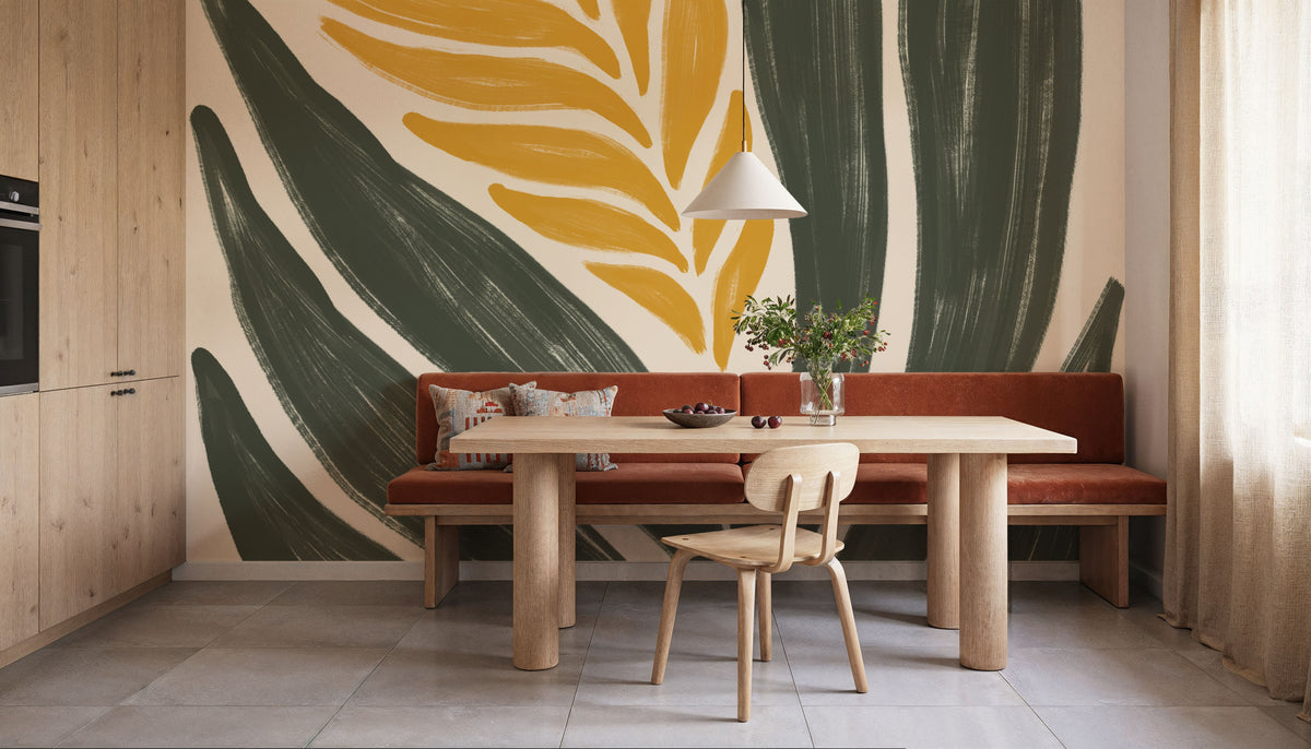 Simple Flowers II Yellow Mural Wallpaper - room preview 06