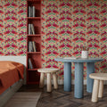 Otomi Rabbits & Flowers Pattern Mural Wallpaper - room preview 06