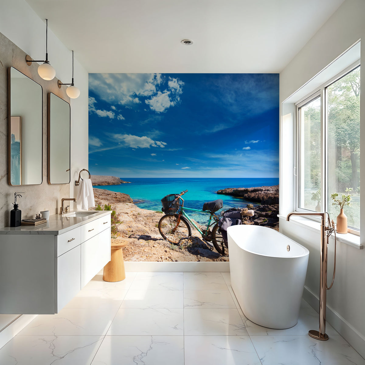 Mediterranean Bike Hike Mural Wallpaper - room preview 06