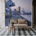 Harbor Clock Mural Wallpaper - room preview 06