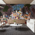 Elephant Procession to the Temple, Thai Painting Mural Wallpaper - room preview 06