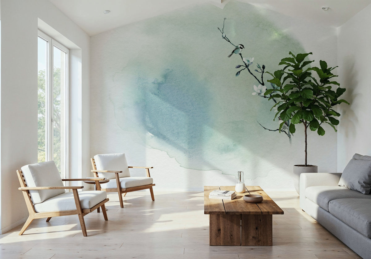 Magnolia & Birds Mural Wallpaper - Light Tone - room preview 06