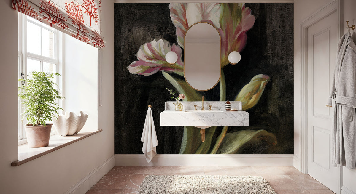 Tulip on Black Mural Wallpaper - room preview 06