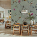 Floral Heaven, Vibrant on Sage Mural Wallpaper - room preview 06
