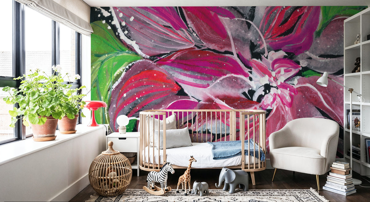 Festive Floral Mural Wallpaper - room preview 06