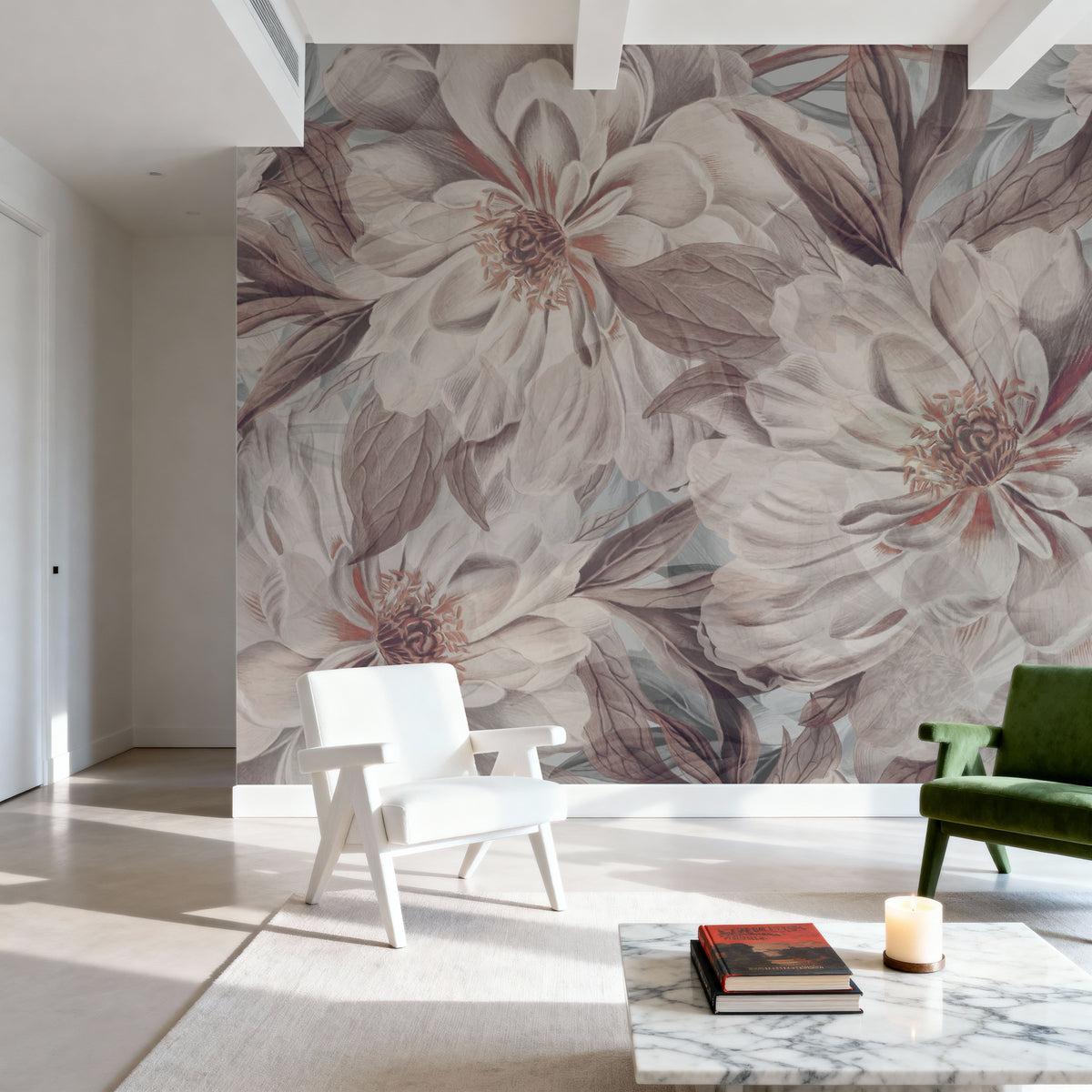 Peony Study - Pink Oyster Mural Wallpaper - room preview 06