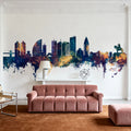 Ulaanbaatar Mongolia Skyline Blue & Bronze Mural Wallpaper - room preview 06