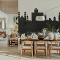 Middlesbrough England Skyline Black & White Mural Wallpaper - room preview 06