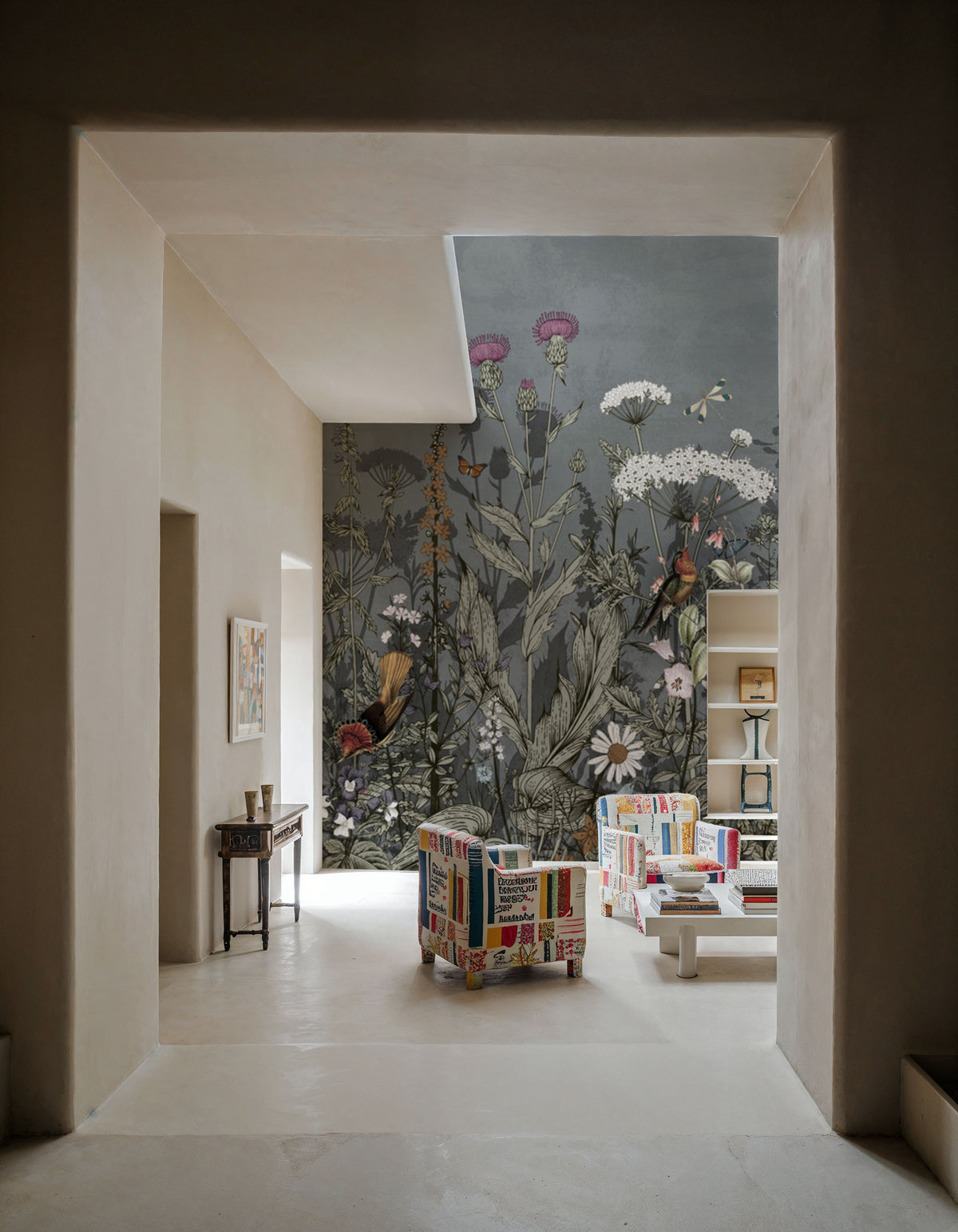 Meadow Finds Gray Mural Wallpaper - room preview 06