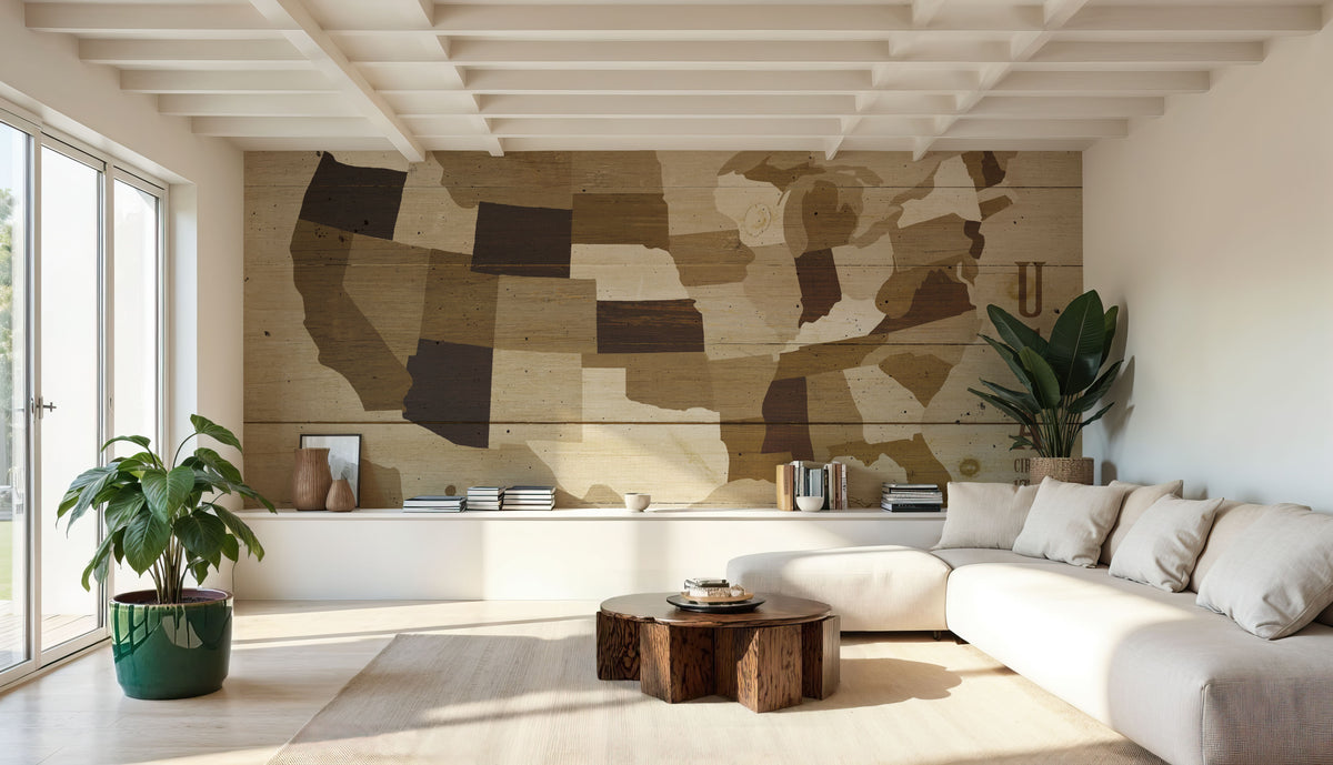 USA Modern Vintage Wood Mural Wallpaper - room preview 06