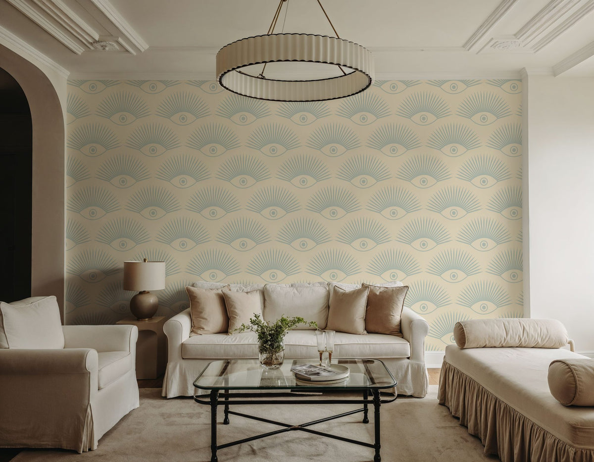 Art Deco Eye, Sky Blue Mural Wallpaper - room preview 06