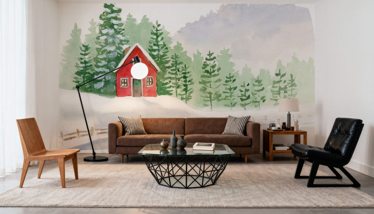 Winter Village Folk Mural Wallpaper - room preview 06