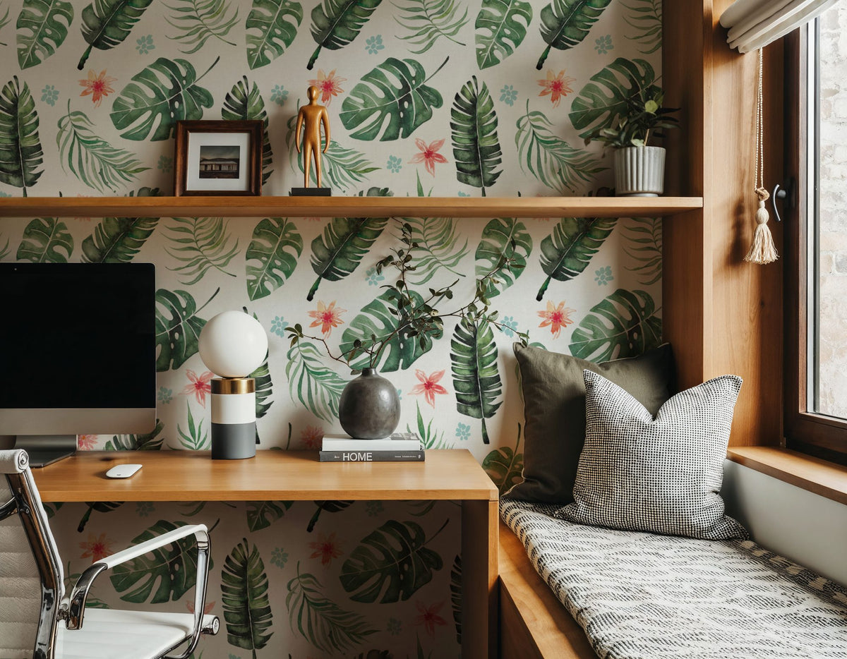 Paradise Foliage Light Mural Wallpaper - room preview 06
