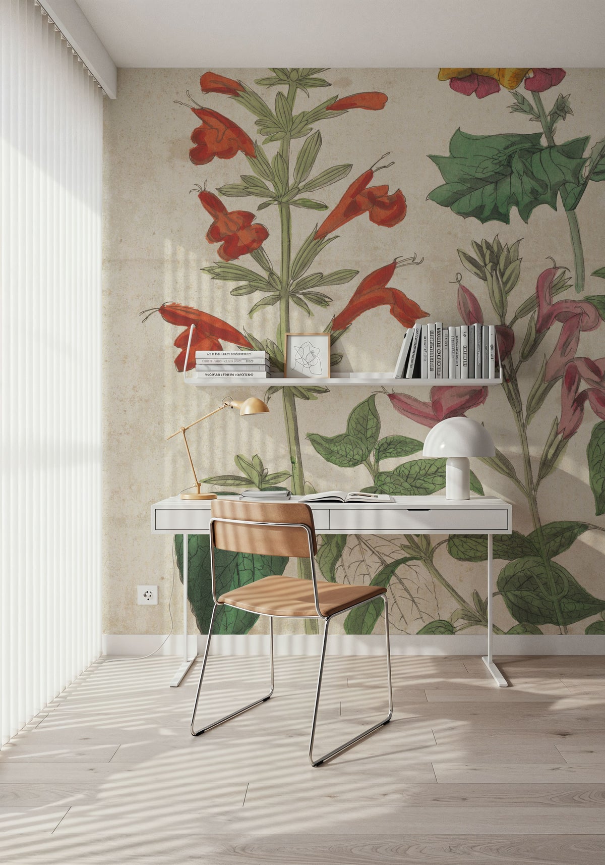 Salvia Florals Vintage I Mural Wallpaper - room preview 06