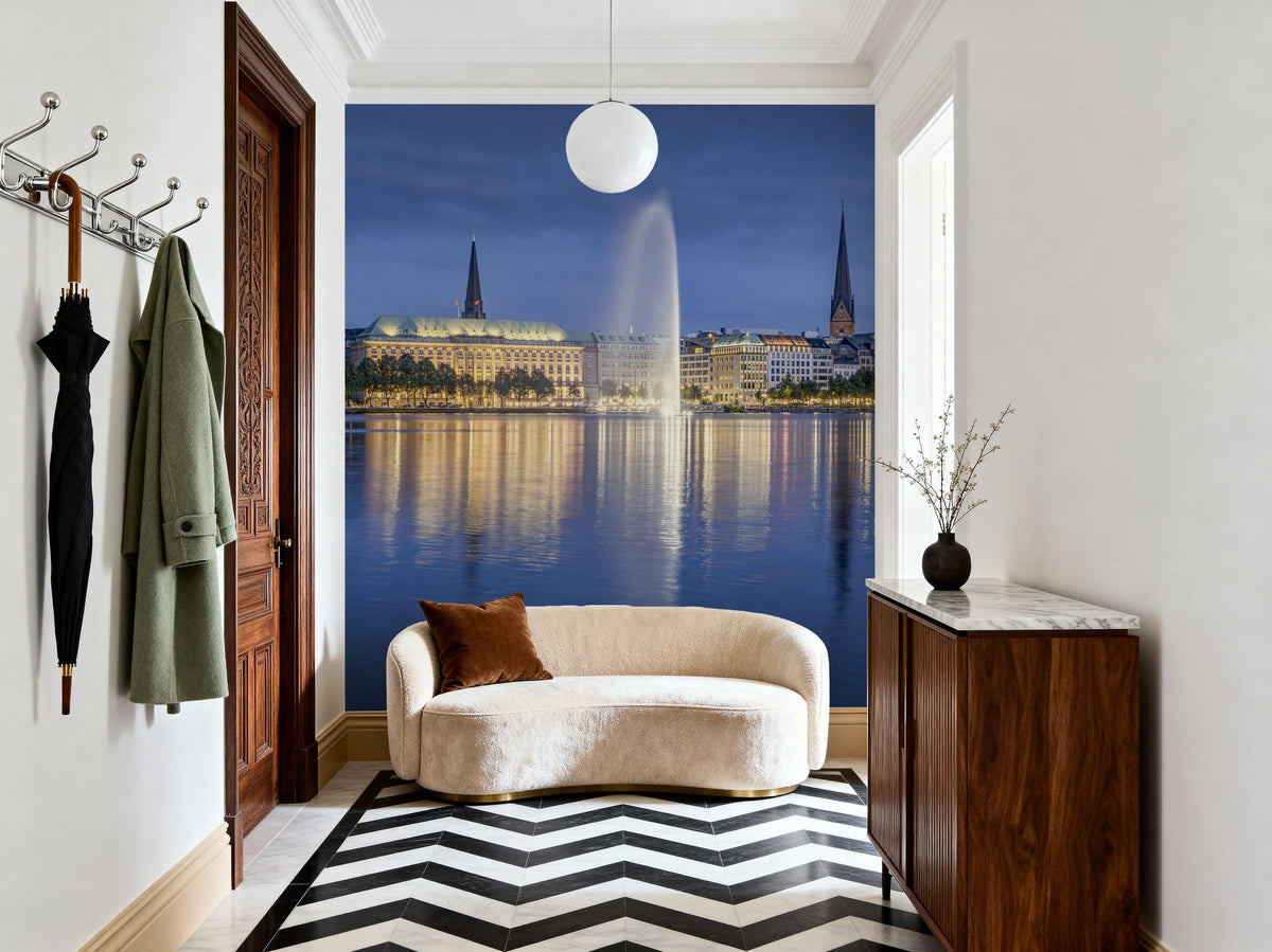 Twilight Fountain Mural Wallpaper - room preview 06