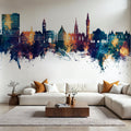 Lille France Skyline Blue & Bronze Mural Wallpaper - room preview 06