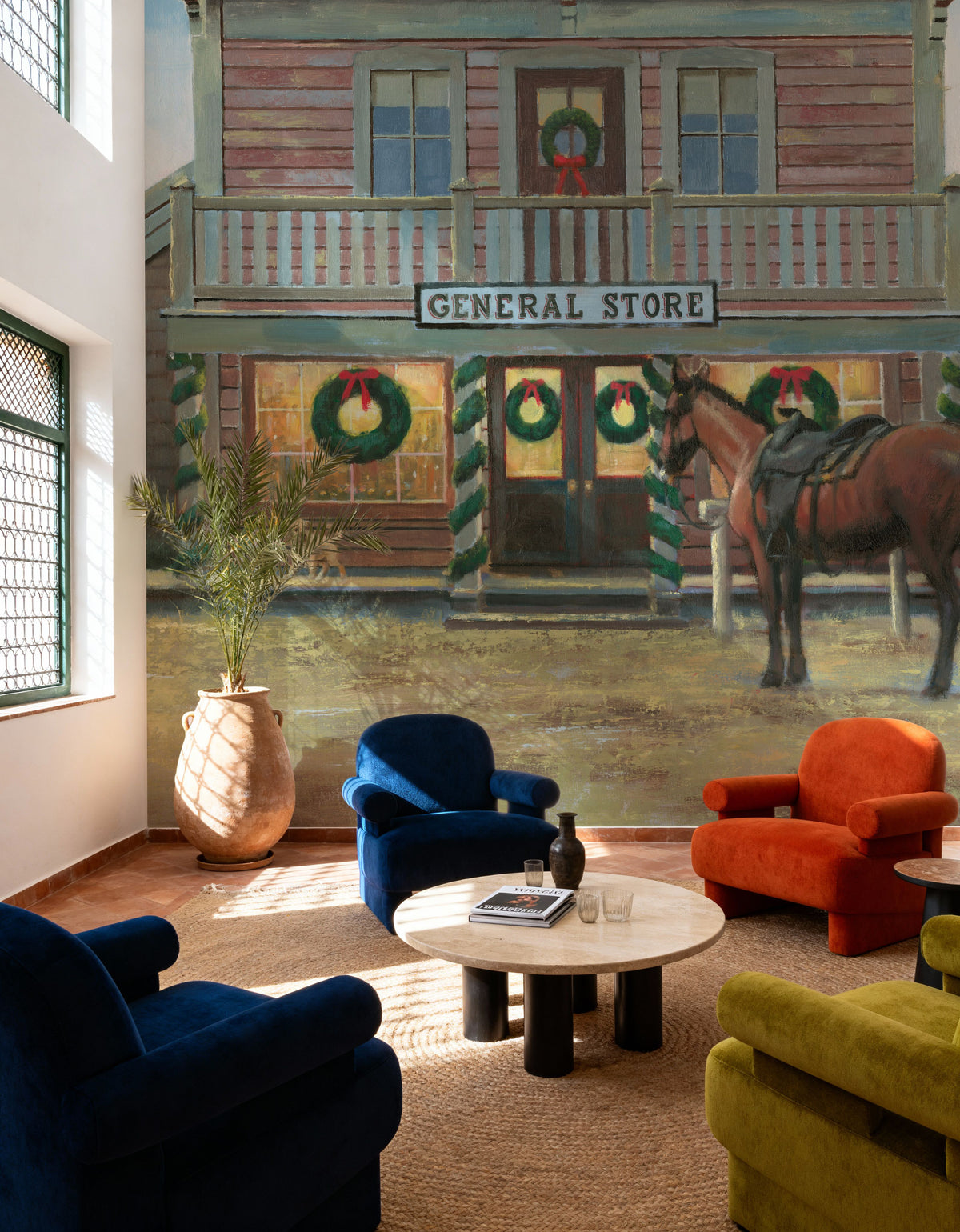 Cowboy Christmas Mural Wallpaper - room preview 06
