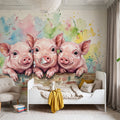 Piglets - Cute Baby Animals Series Mural Wallpaper - room preview 06