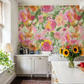Colourful Watercolor Painted Floral Mural Wallpaper - room preview 06