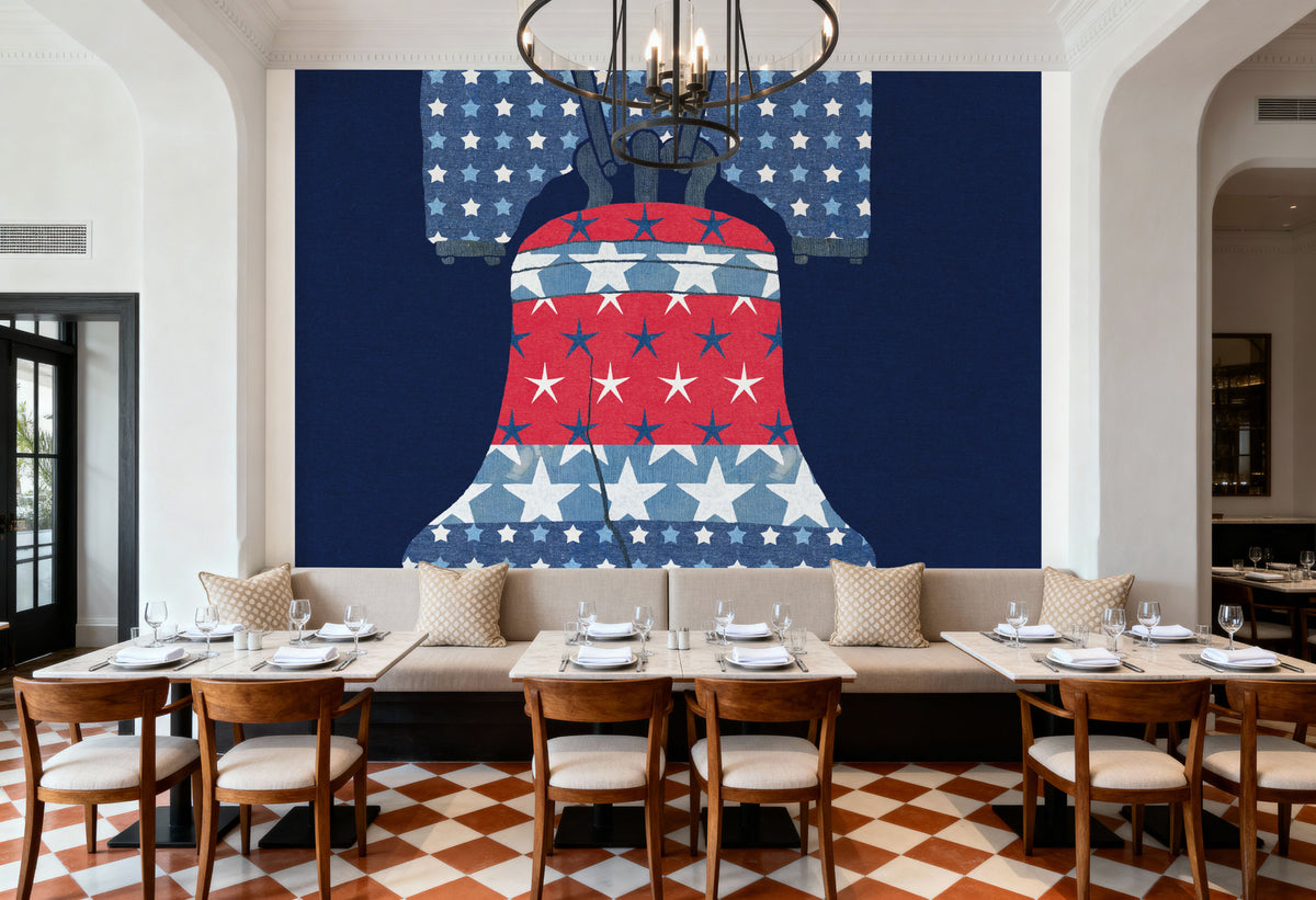 Stars and Stripes Freedom Ring Mural Wallpaper - room preview 06