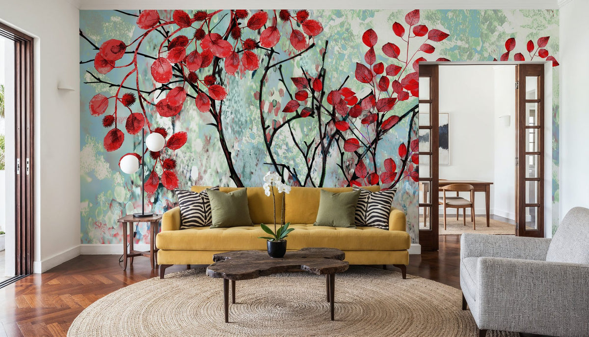 Red Leaves Mural Wallpaper - room preview 06