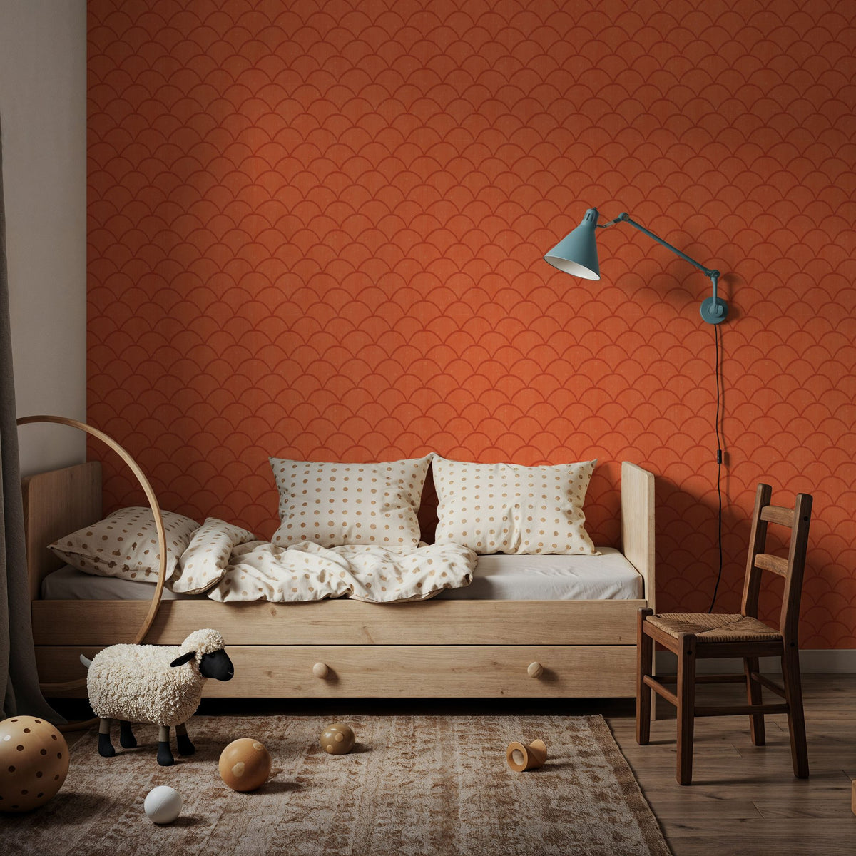 Coastal Scales Orange Mural Wallpaper - room preview 06